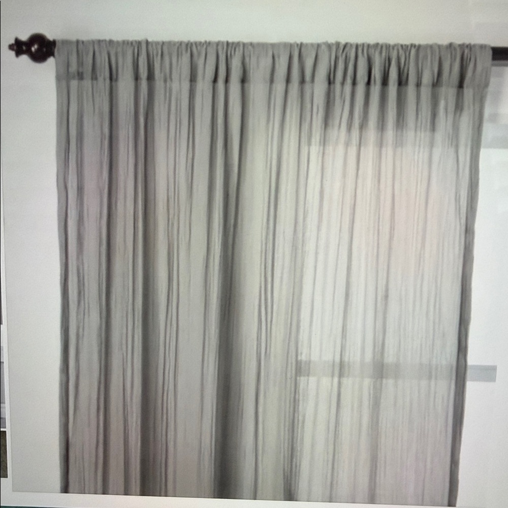 Opalhouse Soft Gray Crinkled Fabric Sheer Curtain Panels set of 2 - Picture 5 of 6